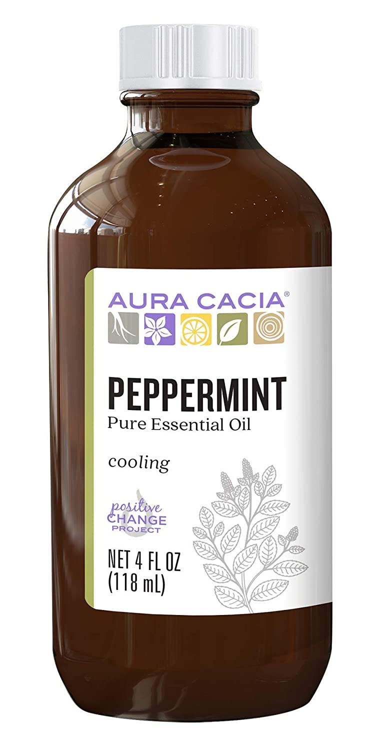 Aura Cacia 100% Pure Peppermint Essential Oil | GC/MS Tested for Purity | 120 ml (4 fl. oz.) | Mentha piperita